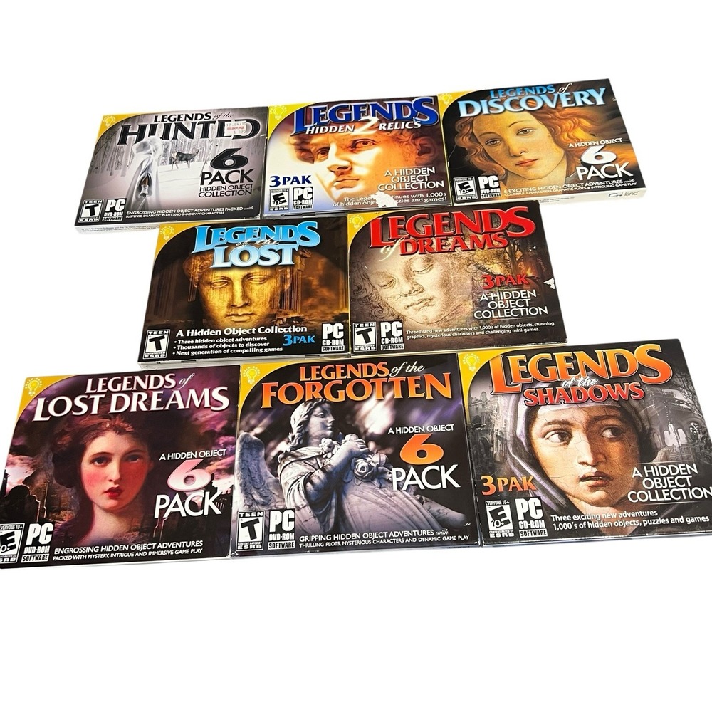 Legends Hidden Objects Collection Lot of 8 PC Computer Games Puzzles 36‎ games